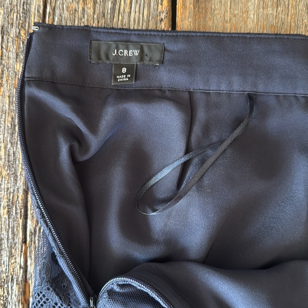 J. Crew Chantilly Lace Pencil Skirt Navy Blue Size 8 - Picture 3 of 12